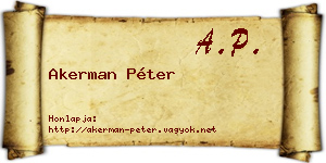 Akerman Péter névjegykártya